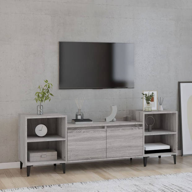 vidaXL Tv-meubel 160x35x55 cm bewerkt hout grijs sonoma eikenkleurig