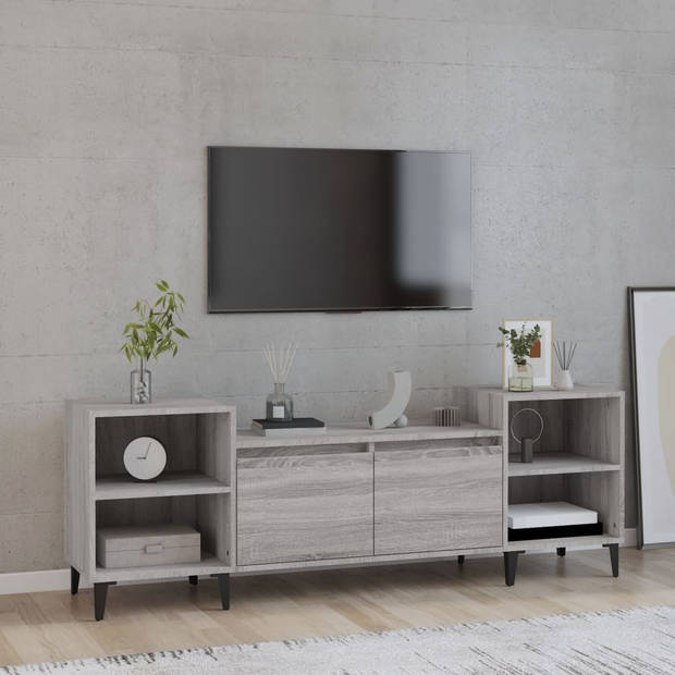 The Living Store Televisiekast - Onbekend - TV-meubel - 160 x 35 x 55 cm - Grijs Sonoma Eiken