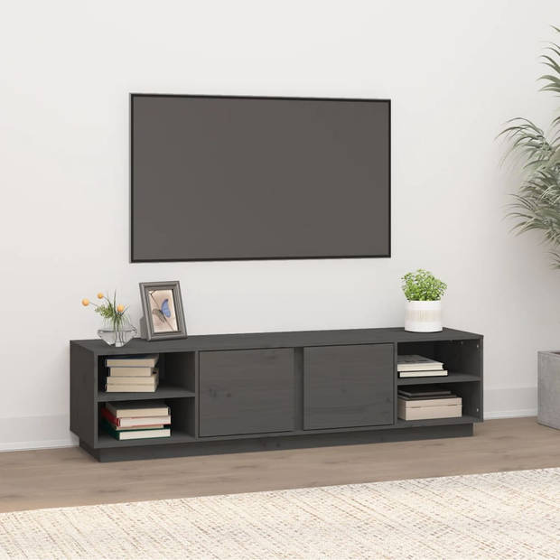 vidaXL Tv-meubel 156x40x40 cm massief grenenhout grijs