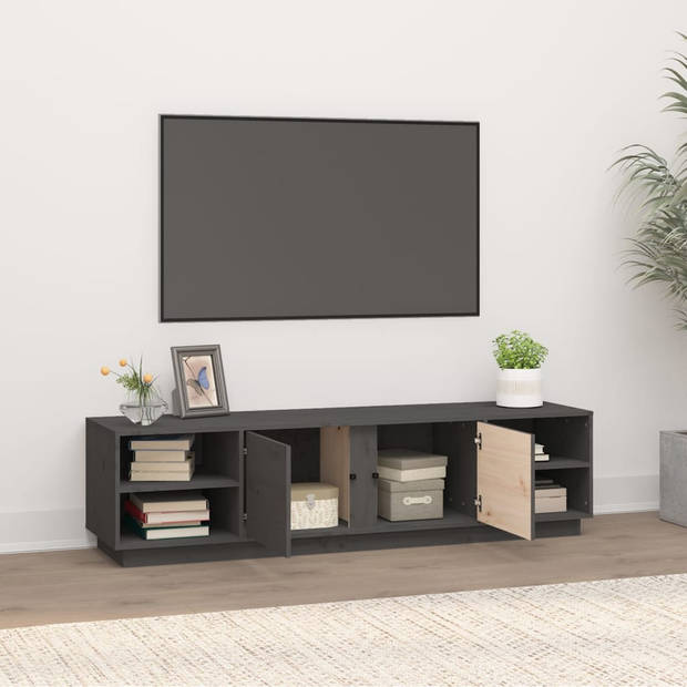 The Living Store Tv-meubel - Grenenhout - 156 x 40 x 40 cm - Grijs