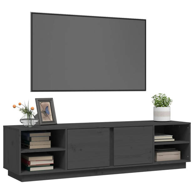 vidaXL Tv-meubel 156x40x40 cm massief grenenhout grijs