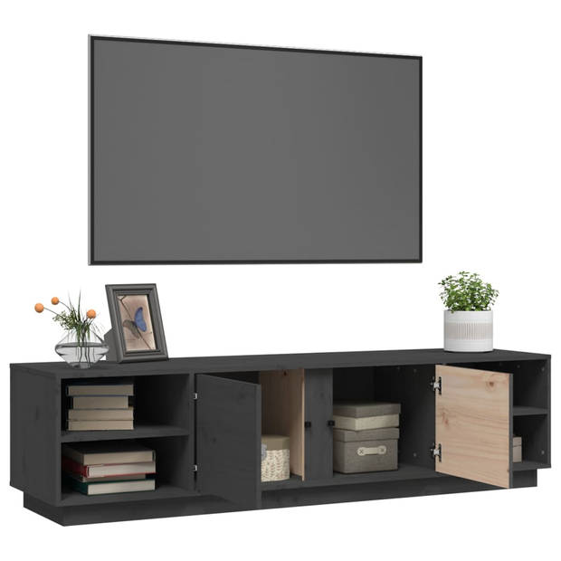 vidaXL Tv-meubel 156x40x40 cm massief grenenhout grijs