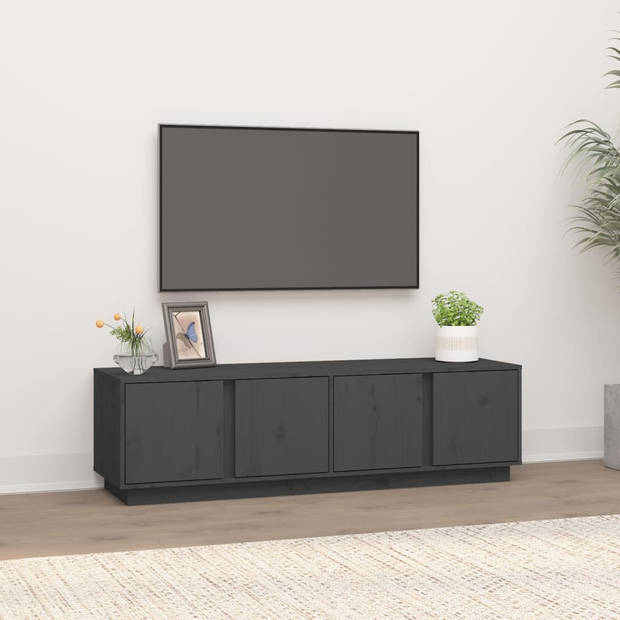 The Living Store Tv-meubel - Grenenhout - 140 x 40 x 40 cm - Grijs