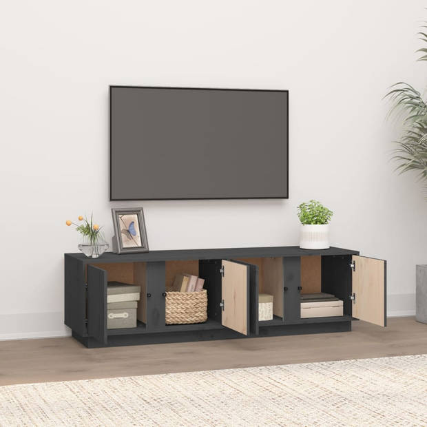 The Living Store Tv-meubel - Grenenhout - 140 x 40 x 40 cm - Grijs