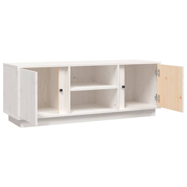 vidaXL Tv-meubel 110x35x40,5 cm massief grenenhout wit