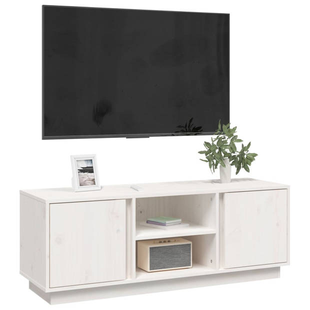 vidaXL Tv-meubel 110x35x40,5 cm massief grenenhout wit