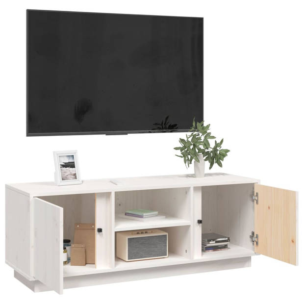 vidaXL Tv-meubel 110x35x40,5 cm massief grenenhout wit