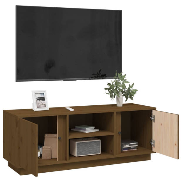 vidaXL Tv-meubel 110x35x40,5 cm massief grenenhout honingbruin