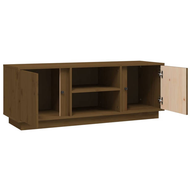 vidaXL Tv-meubel 110x35x40,5 cm massief grenenhout honingbruin