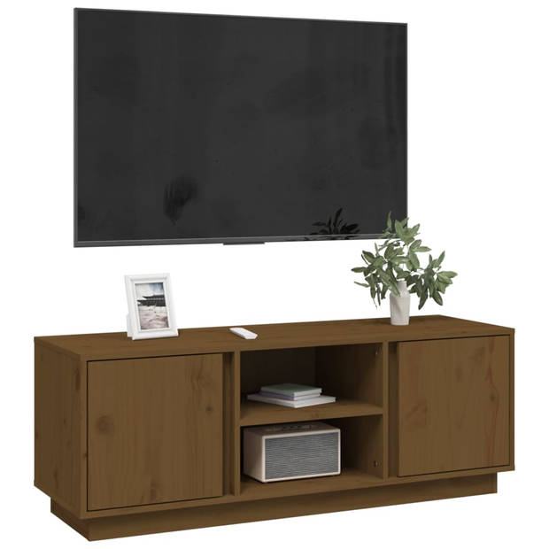 vidaXL Tv-meubel 110x35x40,5 cm massief grenenhout honingbruin