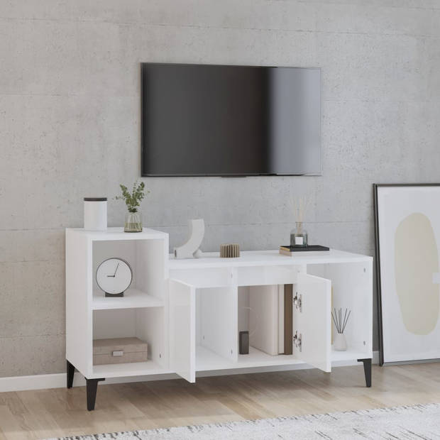 vidaXL Tv-meubel 100x35x55 cm bewerkt hout hoogglans wit