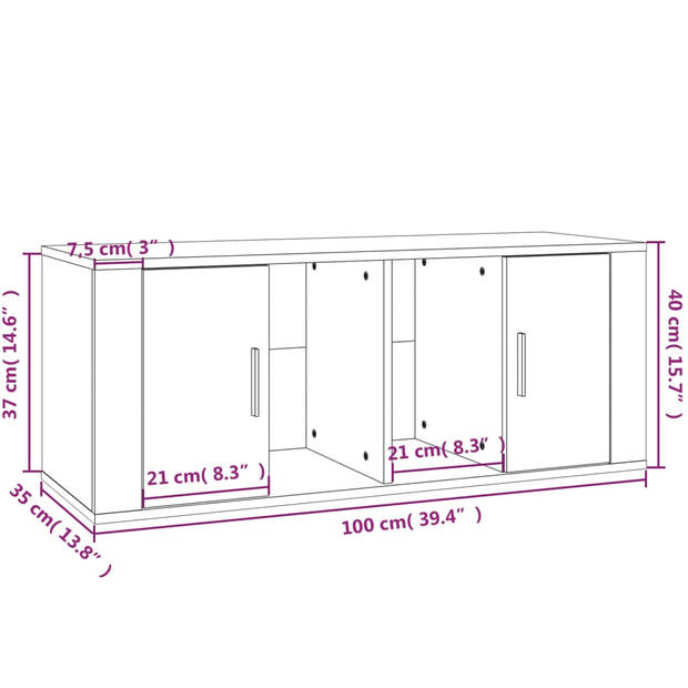 The Living Store TV-meubel Gerookt Eiken 100x35x40 cm - Stevig en praktisch