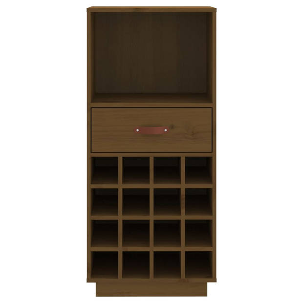 The Living Store Wijnkast Grenenhout - 45 x 34 x 100 cm - Honingbruin