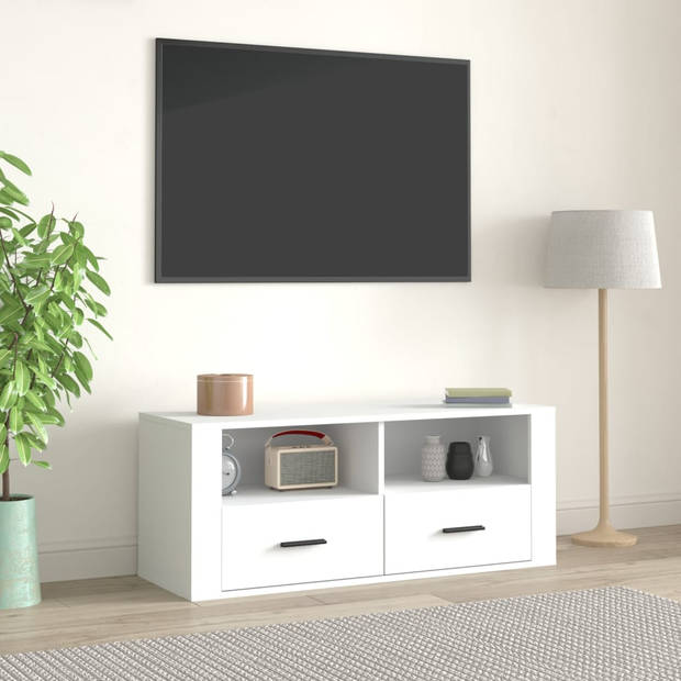 vidaXL Tv-meubel 100x35x40 cm bewerkt hout wit