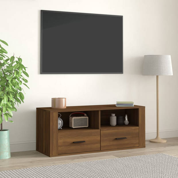 vidaXL Tv-meubel 100x35x40 cm bewerkt hout bruin eikenkleur