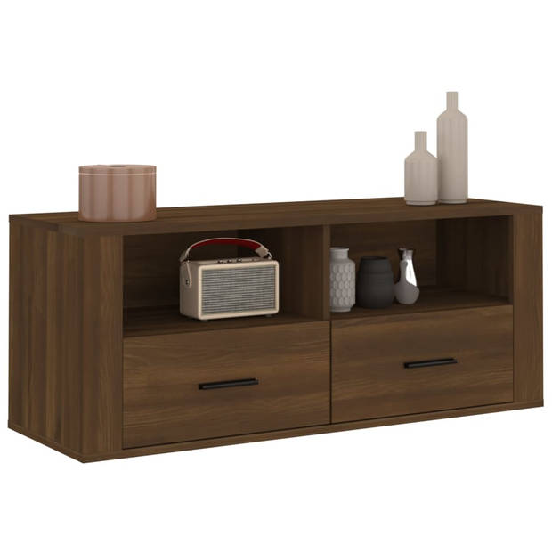 vidaXL Tv-meubel 100x35x40 cm bewerkt hout bruin eikenkleur