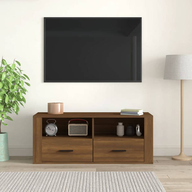 vidaXL Tv-meubel 100x35x40 cm bewerkt hout bruin eikenkleur