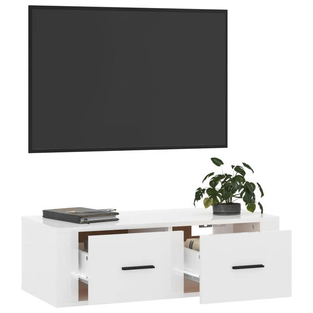 vidaXL Tv-hangmeubel 80x36x25 cm bewerkt hout hoogglans wit
