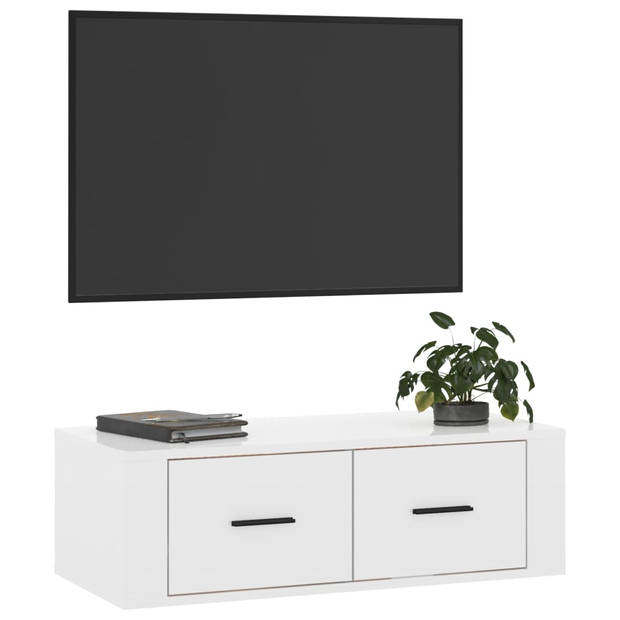 vidaXL Tv-hangmeubel 80x36x25 cm bewerkt hout hoogglans wit