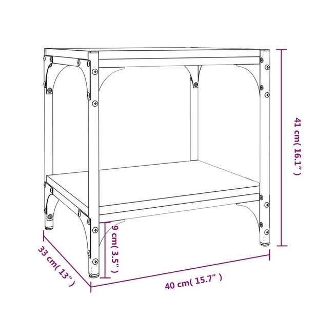 vidaXL Tv-meubel 40x33x41 cm bewerkt hout en staal grijs sonoma eiken