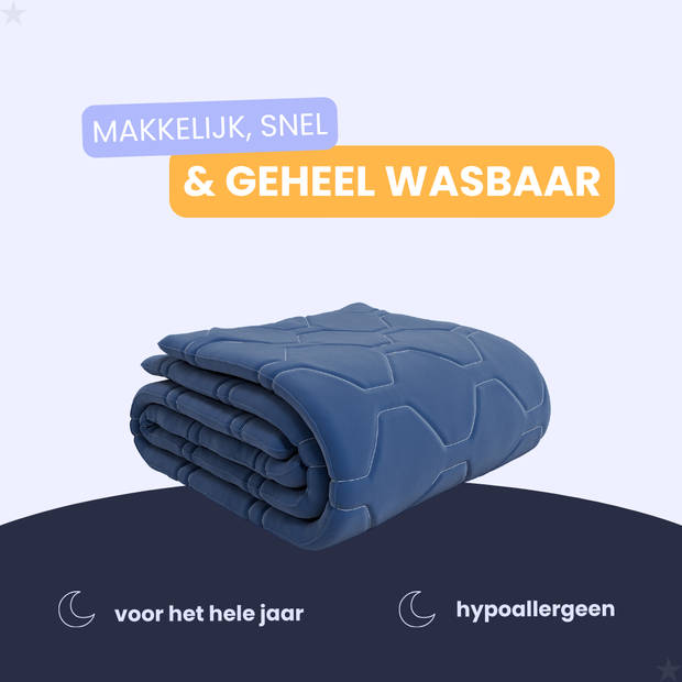 HappyBed Navy 260x220 - Wasbaar dekbed zonder overtrek - Bedrukt dekbed zonder hoes