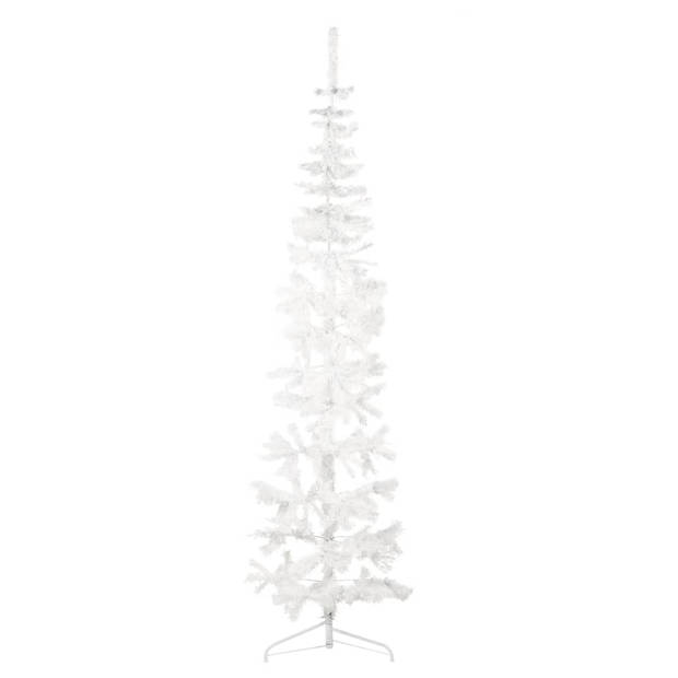 vidaXL Kunstkerstboom half met standaard smal 210 cm wit