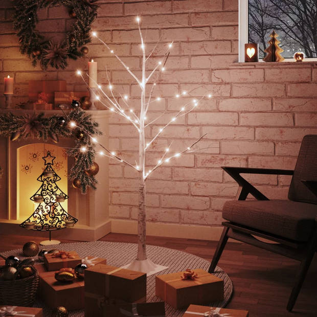 The Living Store LED-berkenboom - 120 cm - 48 warmwitte LEDs - 8 lichteffecten