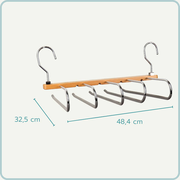 Nordix Kledinghangers - Broekhanger - Broekenhanger - Ruimtebesparend - 5 Delen - Verticaal - Hout