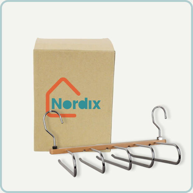 Nordix Kledinghangers - Broekhanger - Broekenhanger - Ruimtebesparend - 5 Delen - Verticaal - Hout