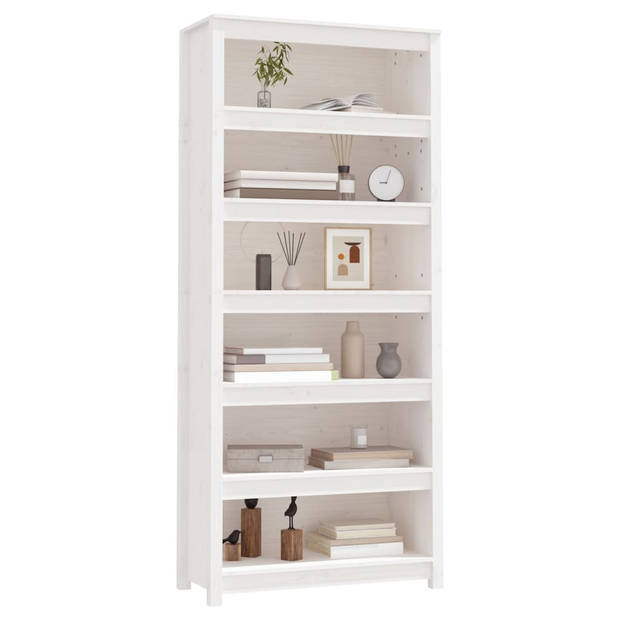 vidaXL Boekenkast 80x35x183 cm massief grenenhout wit