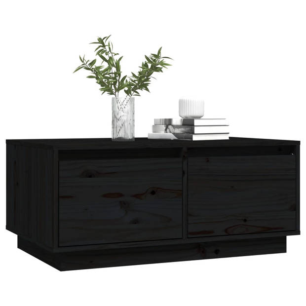 The Living Store Salontafel - Grenenhout - 80x50x35 cm - Zwart