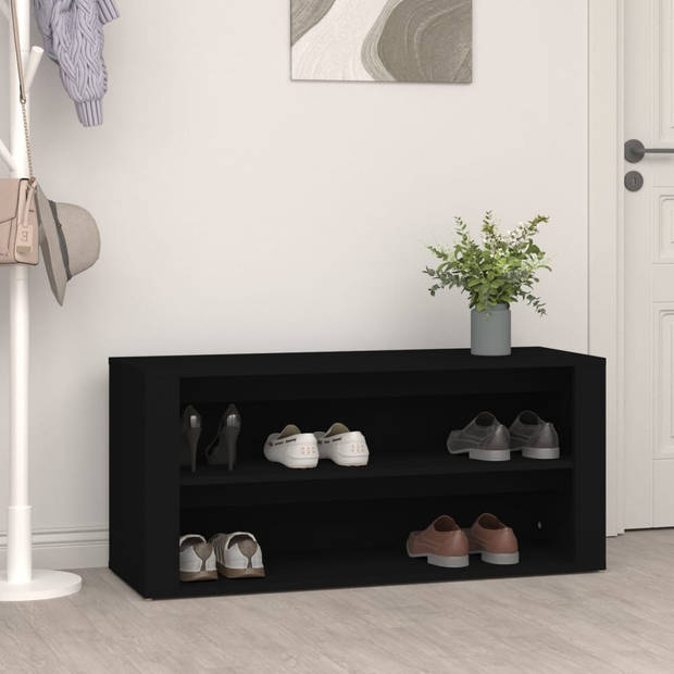 The Living Store Schoenenrek - Elegant - Schoenenkast - 100 x 35 x 45 cm - Kleur- Zwart