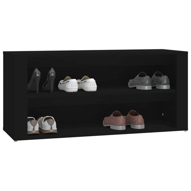 The Living Store Schoenenrek - Elegant - Schoenenkast - 100 x 35 x 45 cm - Kleur- Zwart