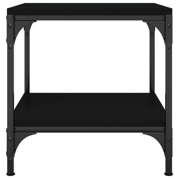 The Living Store Industriële salontafel - 50 x 50 x 40 cm - zwart - bewerkt hout en staal