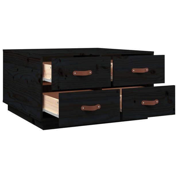 vidaXL Salontafel 80x80x45 cm massief grenenhout zwart