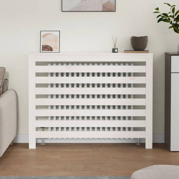 The Living Store Houten Radiatorombouw - Praktische plank - Modern lat ontwerp - Grijs - 153 x 19 x 84 cm (L x B x H) -