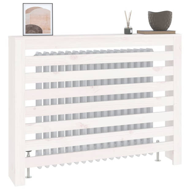 The Living Store Houten Radiatorombouw - Praktische plank - Modern lat ontwerp - Grijs - 153 x 19 x 84 cm (L x B x H) -