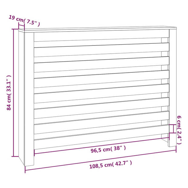 The Living Store Houten Radiatorombouw - Praktische plank - Modern lat ontwerp - Grijs - 153 x 19 x 84 cm (L x B x H) -