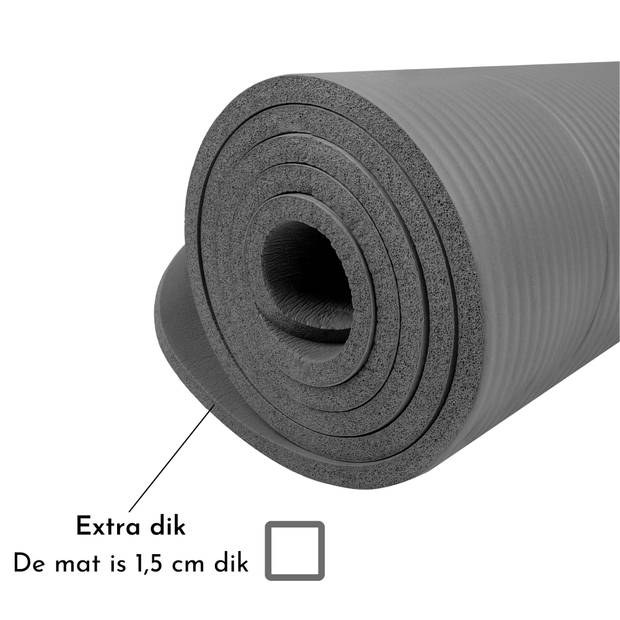 Yoga Mat Extra Dik (15 mm) Grijs