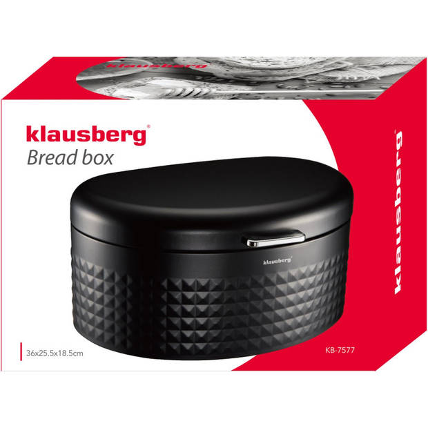 Klausberg 7577 - Broodtrommel zwart - ovaal