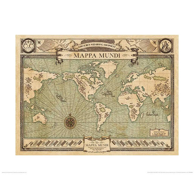 Kunstdruk Fantastic Beasts Mappa Mundi 50x40cm