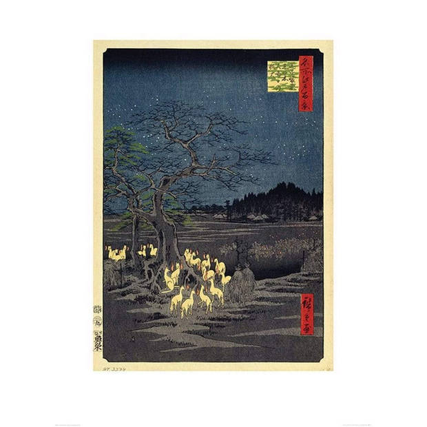Kunstdruk Hiroshige - Fox Fires on New Years Eve at the Changing Tree in Oji 60x80cm