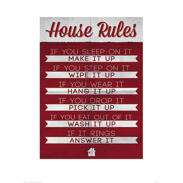 Kunstdruk House Rules 60x80cm