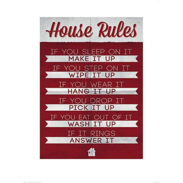 Kunstdruk House Rules 60x80cm