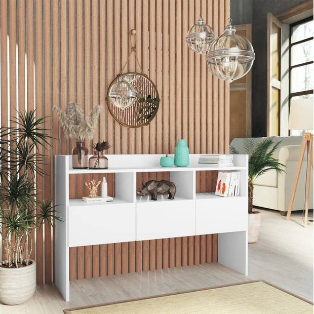 The Living Store Dressoir - Wit - 105 x 30 x 70 cm - 3 lades en 3 open vakken