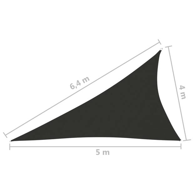 vidaXL Zonnescherm driehoekig 4x5x6,4 m oxford stof antracietkleurig