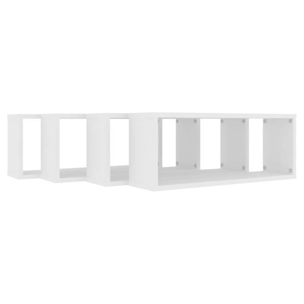 The Living Store Wandplanken - set van 4 - Vakkenkasten van wit spaanplaat - Afmetingen- 60x15x23 cm - Eenvoudig te