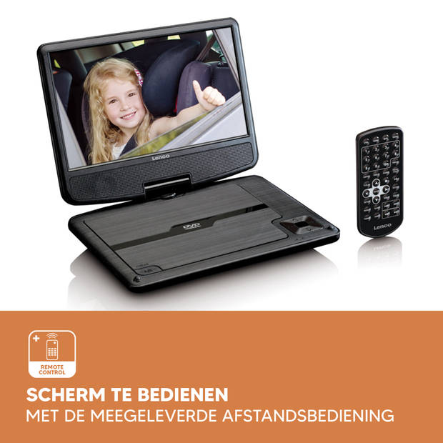 9" Portable DVD-speler met USB en ophangbeugel Lenco Zwart