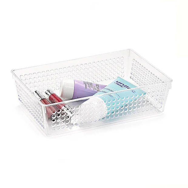 PlasticForte Opberg bakje/mandje/organizer - 24 x 16 cm - transparant - kunststof - Opbergbox