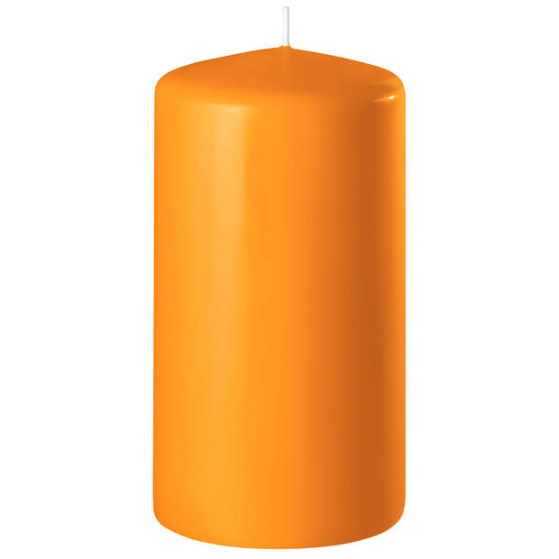 3x stuks oranje stompkaarsen 10-12-15 cm - Stompkaarsen